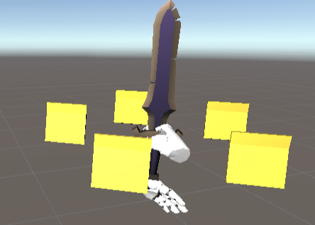 Sword with many post-its around it